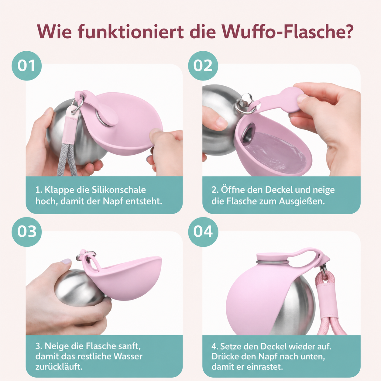 Wuffo™ 2-in-1 Hunde-Trinkflasche mit Napf 285ml